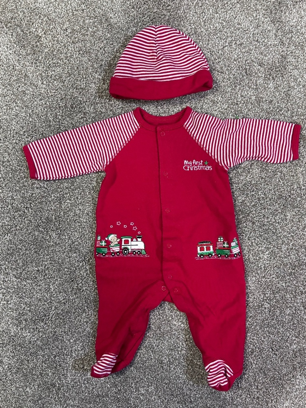 Little Me "My 1st Christmas" One-Piece & Hat Set - Size 3 Months (EUC)